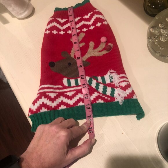 Dog Pet Apparel Pup Crew Holiday Reindeer Colorful Sweater Size Medium - Picture 5 of 6